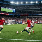 Norski fótboltavallarinn á Heimsmeistaramótinu 2026 með liðshernaði og fótbolta á grænni grasflöt