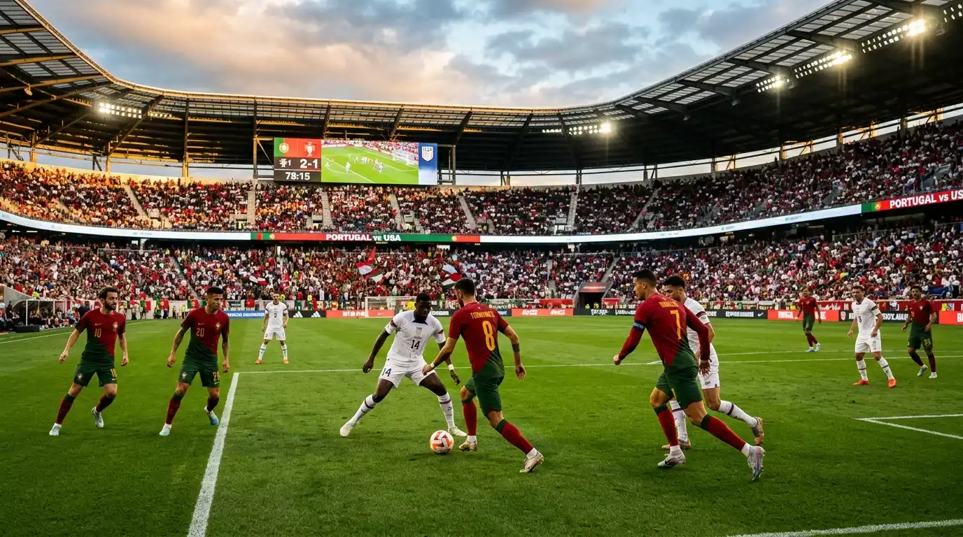 Portúgalski fótboltavallarinn á HM 2026 með rauðgræna liðsbúninginn á fótboltavelli